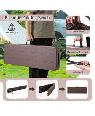 6 ft Plastic Folding Bench Portable Fold-in-Half Seat w/ 1320 LBS Capacity