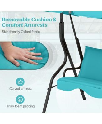 3 Seat Outdoor Patio Canopy Porch Swing with Cushioned Steel Frame