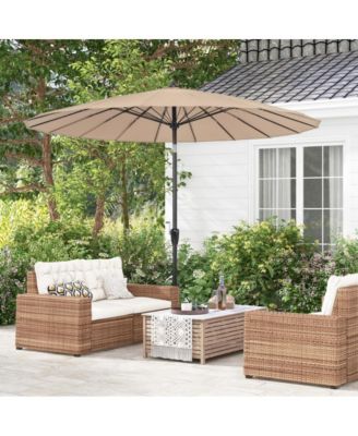 9 Feet Round Patio Umbrella with 18 Fiberglass Ribs