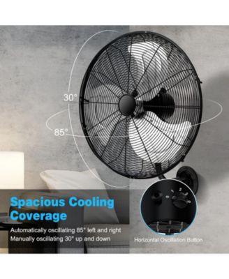 20 Inch Industrial 3-Speed Oscillating Wall Fan with Aluminum Blades for Shop, Garage, Warehouse & Factory Wall Mount Fan