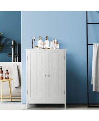 2-Door Free-Standing Bathroom Cabinet with Shelf