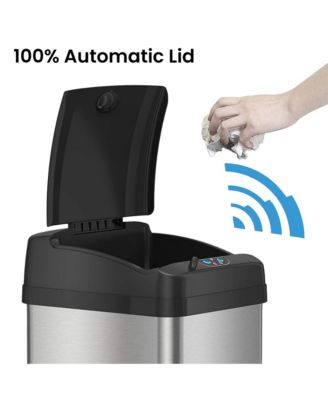 13 Gallon / 49 Liter Stainless Steel Kitchen Trash Can with Odor Filter  and AC Adapter