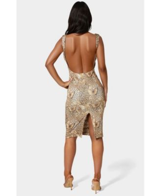 Women's High Neck Open Back Midi Dress