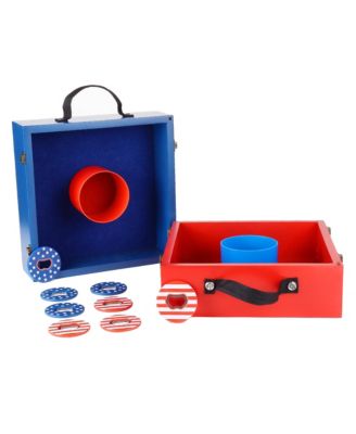 Quality Outdoor Solid Wood Washer Toss Game Set with Set of 8 Replacement Washers