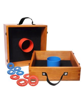 Quality Outdoor Solid Wood Washer Toss Game Set with Set of 8 Replacement Washers