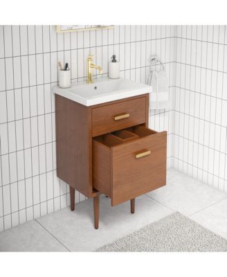 Brandy 20.5 in. W x 15.7 in. D x 34.5 in . H Bath Vanity in Honey Walnut with White Ceramic Top