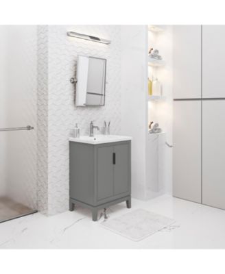 Elise 24.5&amp;#x22; x 18&amp;#x22; Wood Bath Vanity with White Ceramic Vanity Top and Basin