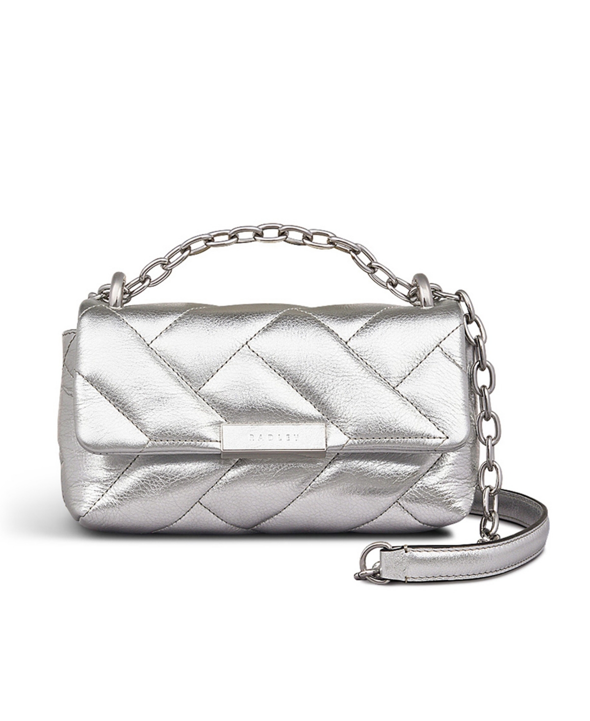 Mill Bay Xl Quilt Metallic Flap Over Crossbody Bag - Silver