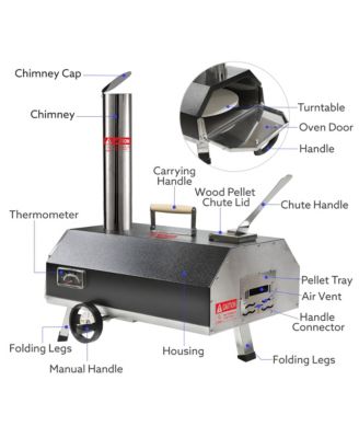 12" Premium Stainless Steel Pizza Oven,Semi-Automatic Portable Double Insulation Oven