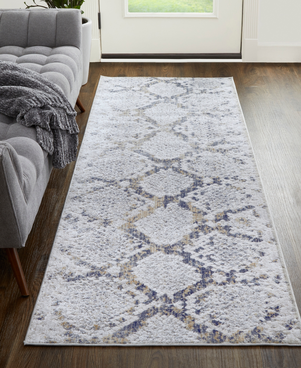 Feizy Laina 39gif 3'x8' Runner Area Rug In Gray