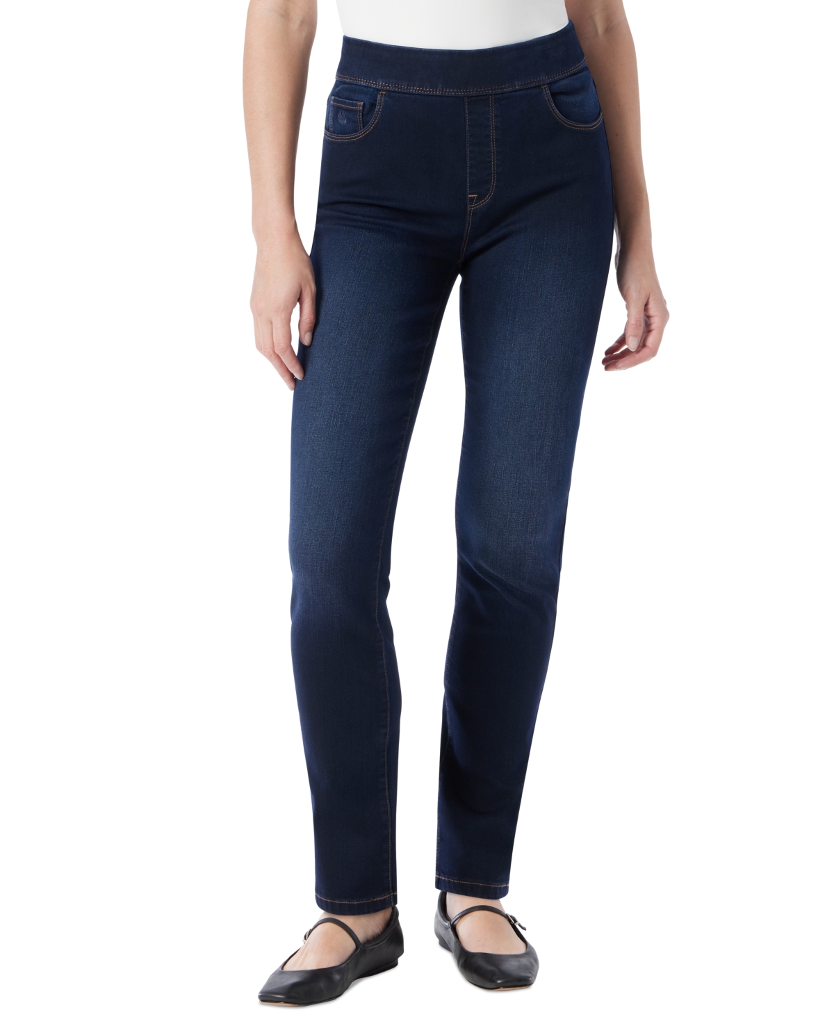 Petite Amanda High Rise Pull-On Slim Straight Leg Jeans - Parker