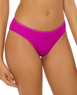 Women's Crinkle Crush Pucker Stripe Hipster Bikini Bottoms