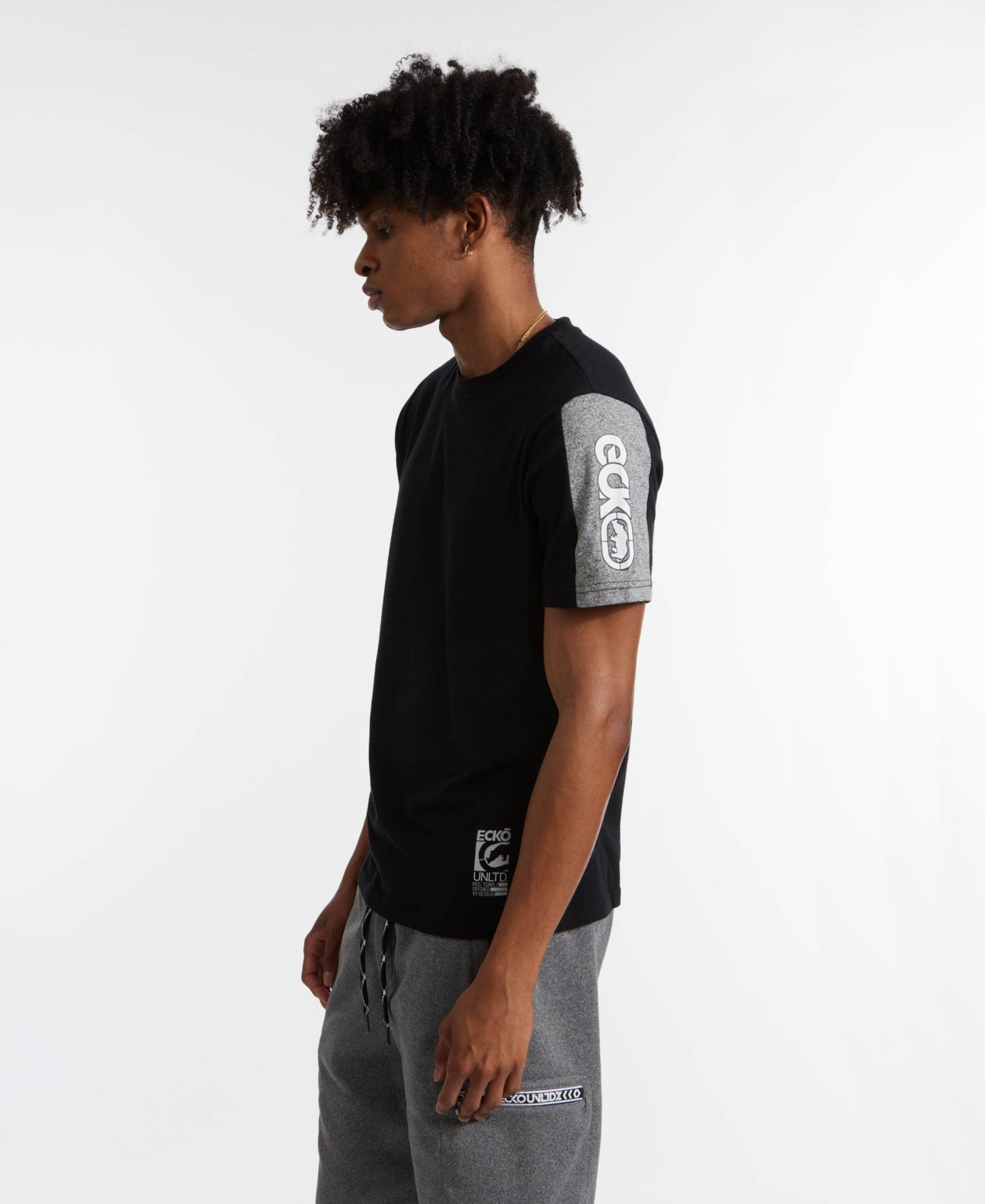 Мужская футболка Ecko Unltd Short Sleeve Contrast Knit, цвет: Чёрный — фото 2