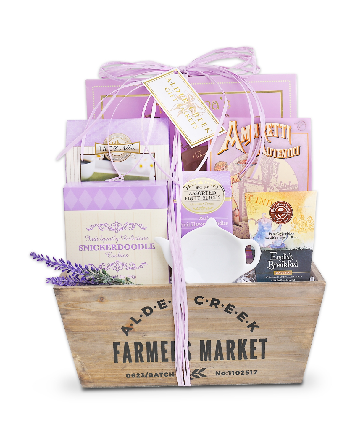 Alder Creek Gift Baskets Time for Tea Lavender Gift, 8 Pieces