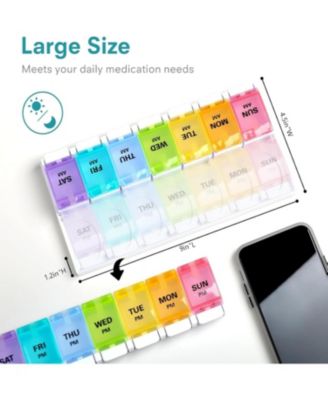 Weekly Pill Organizer 7 Day 2 Times A Day, AM PM Medicine Pill Box with Easy Push Button