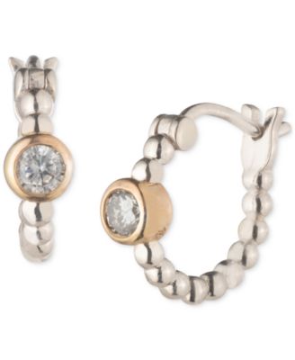 Lauren Ralph Lauren - Two-Tone Cubic Zirconia Bead Hoop Earrings