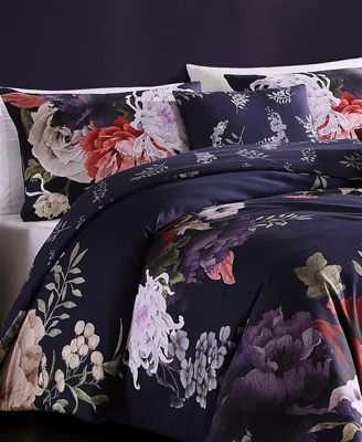 Deep Purple Garden Bedding  200 Thread Count 100% Cotton Sateen 5 Piece Queen Size Reversible Comforter Set