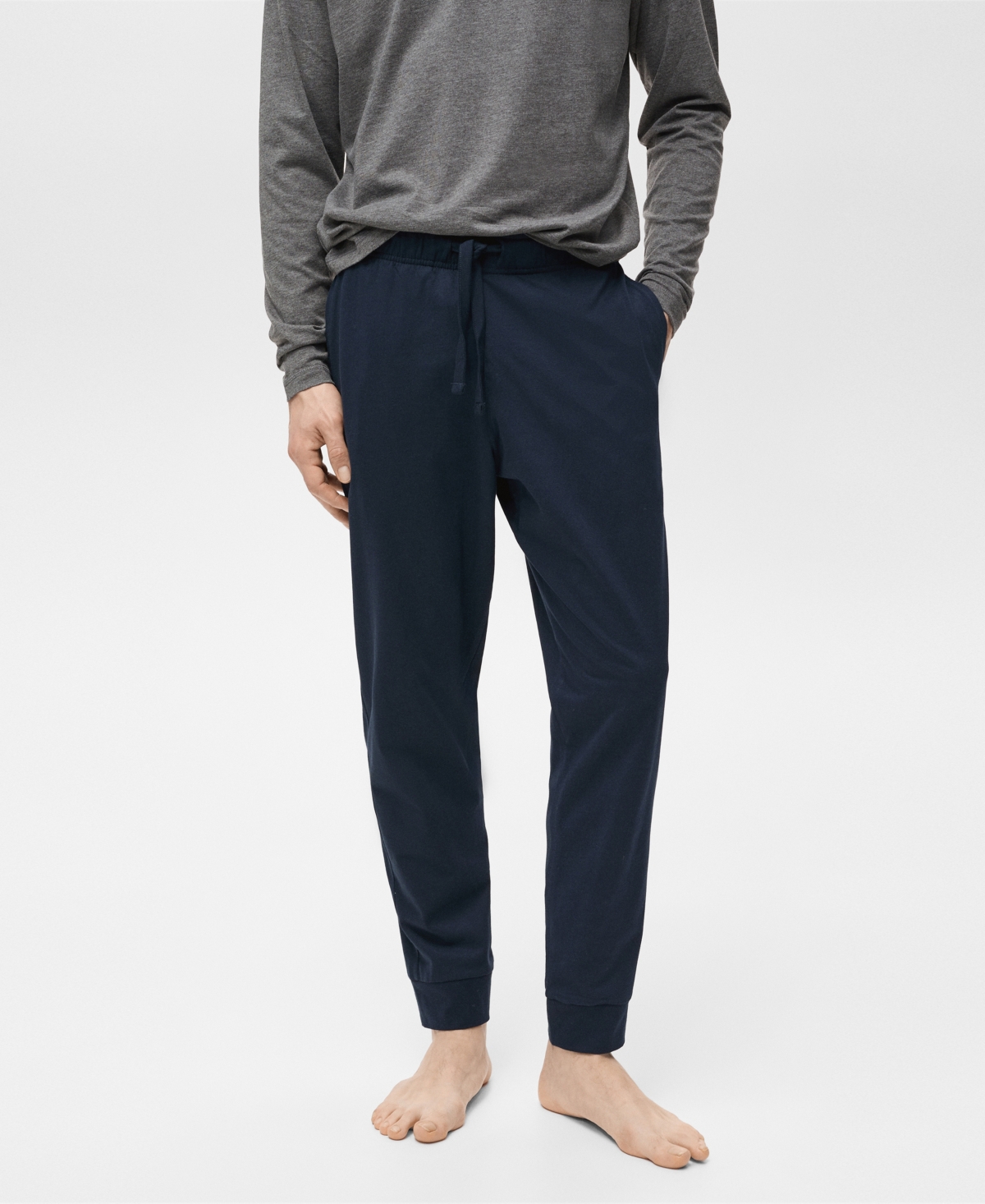 Mango Men's Cotton T-shirt And Pant Pajama Set In Gray