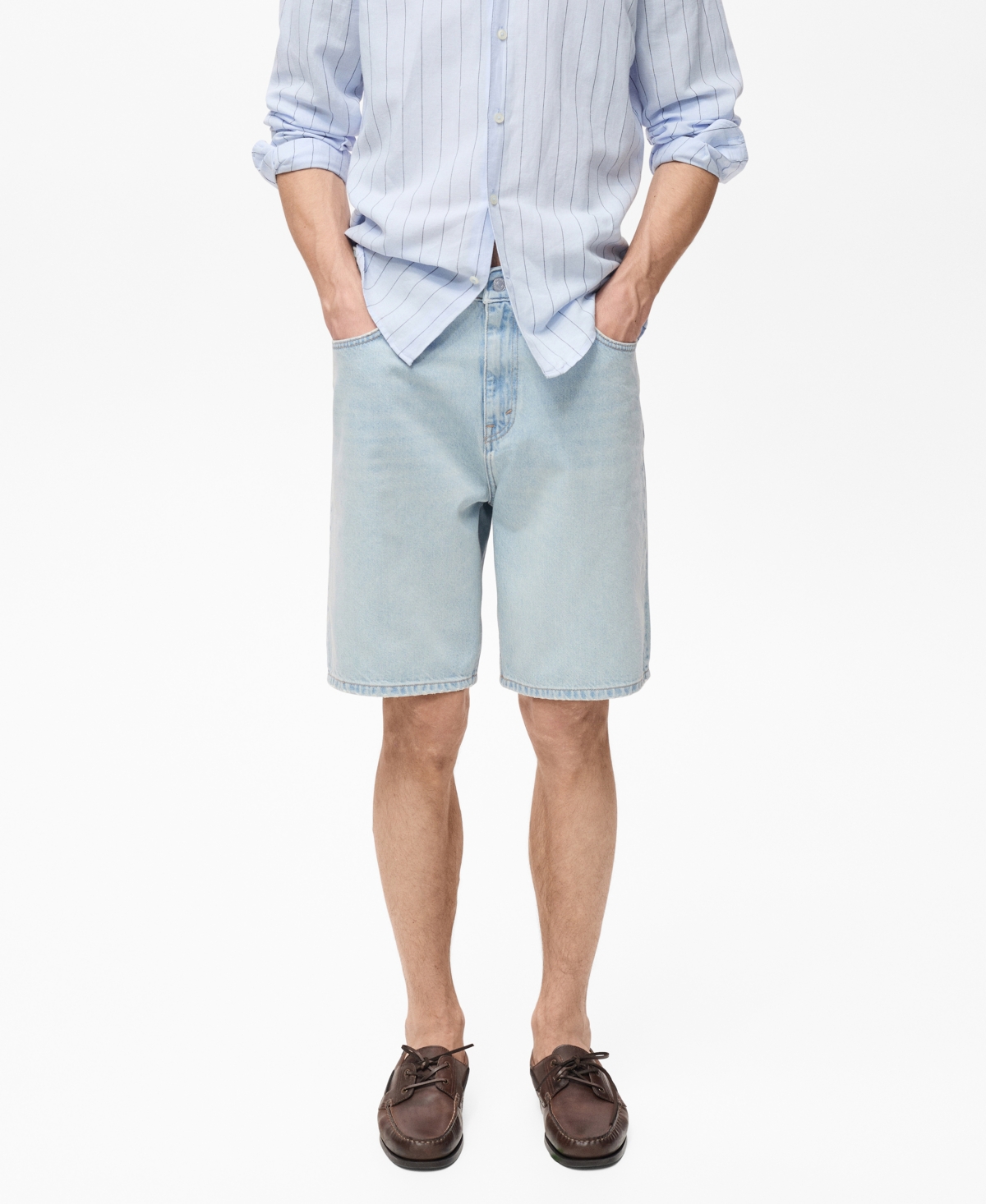 Men's Denim Relaxed-Fit Bermuda Shorts - Light Blue