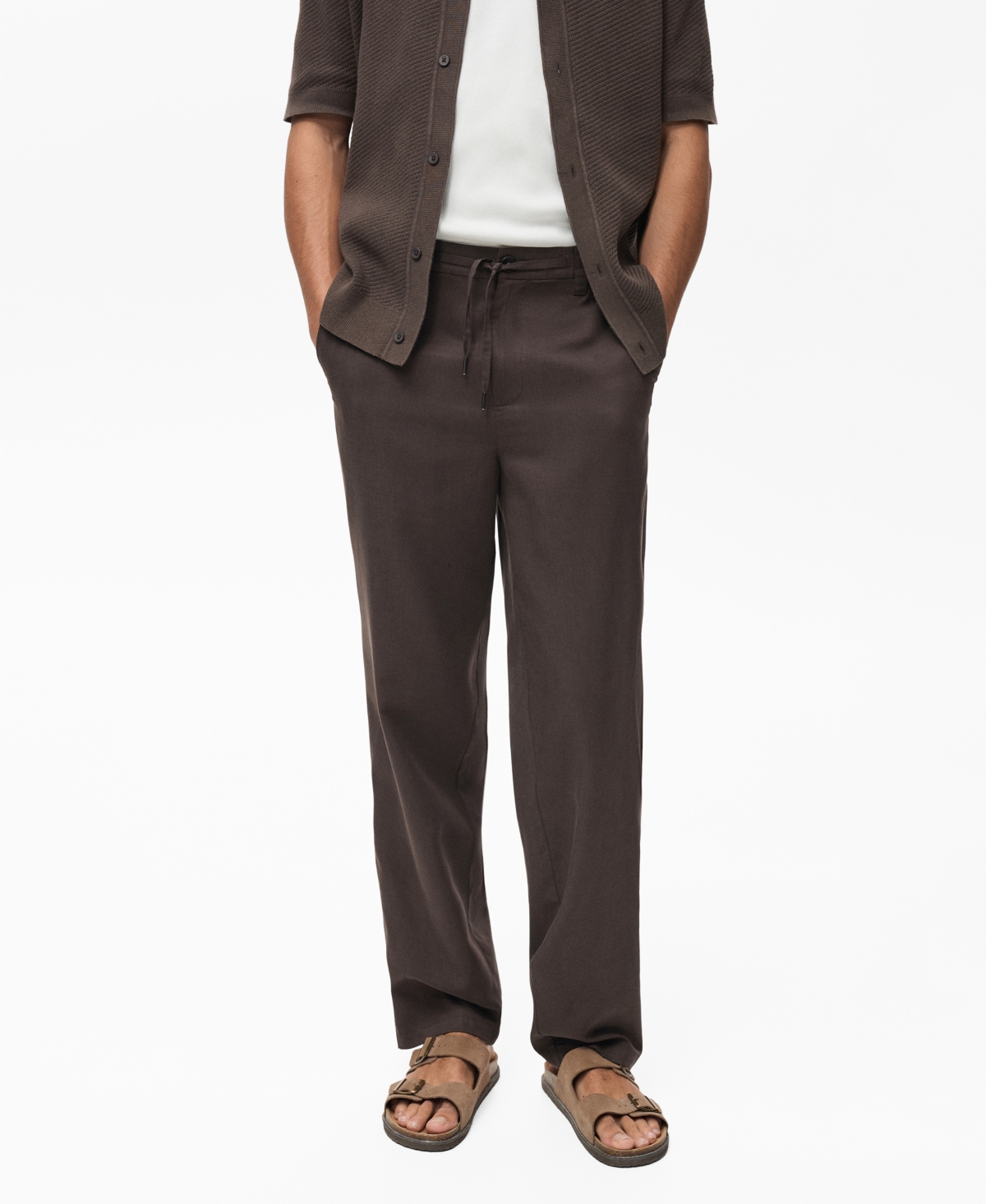 Men's Straight-Fit Viscose Pants - Chocolate