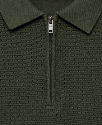 Men's Openwork Cotton Knitted Polo Shirt