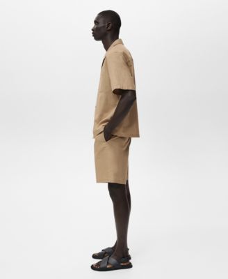 Men's Bowling Collar and Pocket Linen Shirt