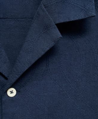 Men's Embroidered Bowling Collar Shirt