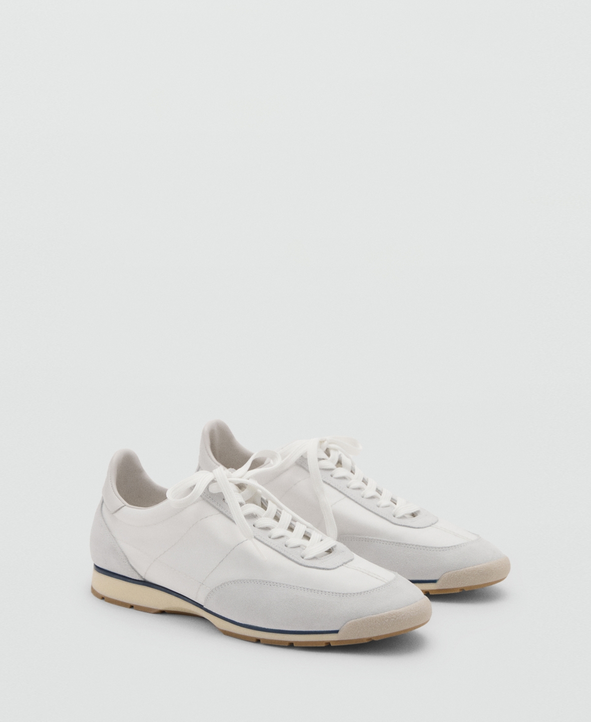 Men's Leather Mixed Sneakers - White