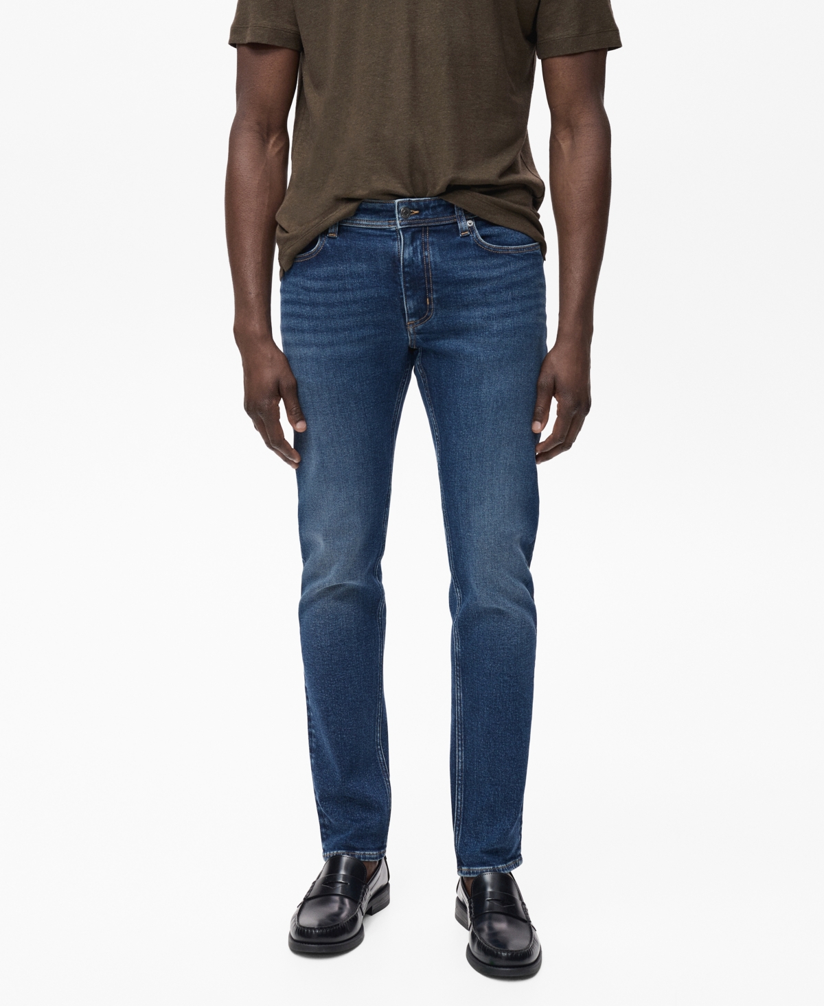 Mango Men's Jan Slim-fit Faded Dark-wash Jeans In Blue