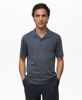 MANGO - Men's Bowling Collar Lyocell Polo Shirt