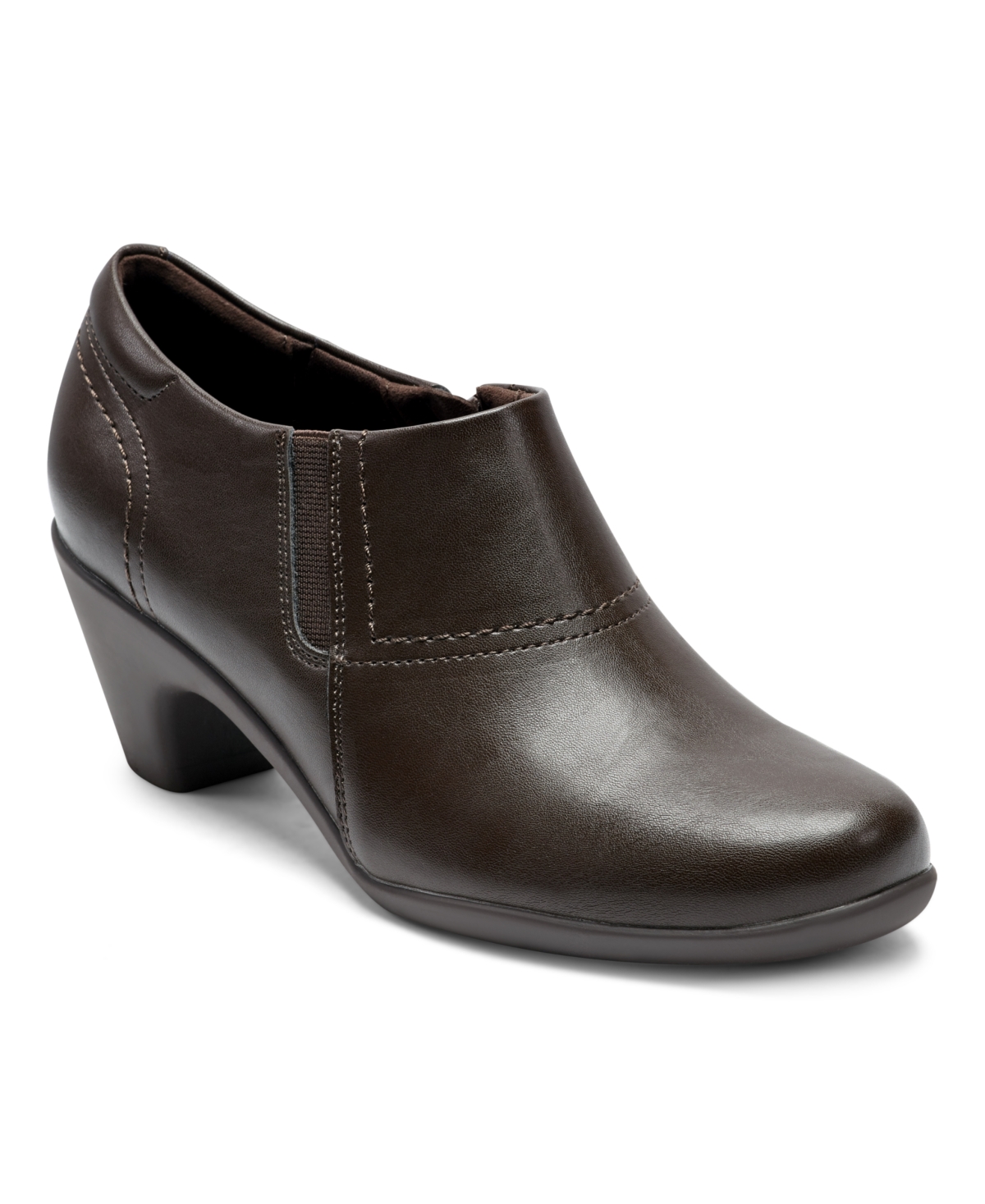 Women's Caine Side Zipper Block Heel Shooties - Dark Brown Umber