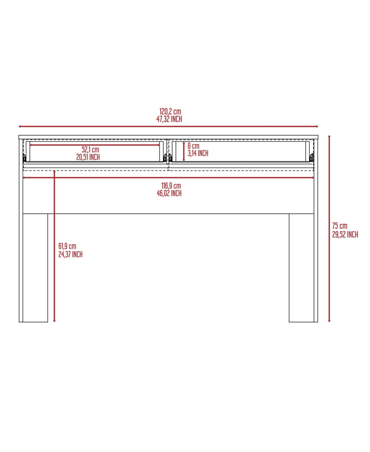 Depot E-shop Acanto 2 Drawer Writing Computer Desk