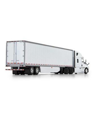 1/64 White 2018 Freightliner Cascadia Sleeper & Utility Trailer W/ Skirts, DCP By First Gear