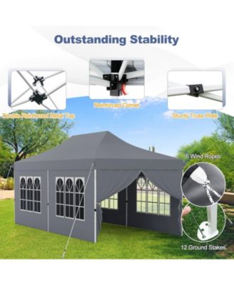 10 x 20 Feet Pop up Canopy with 6 Sidewalls Windows and Carrying Bag
