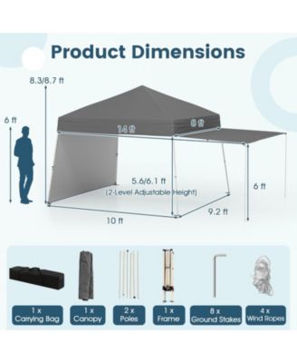 14 x 9.2 Feet Pop up Canopy Tent with 2 Convertible Sidewalls to Awning and Stakes