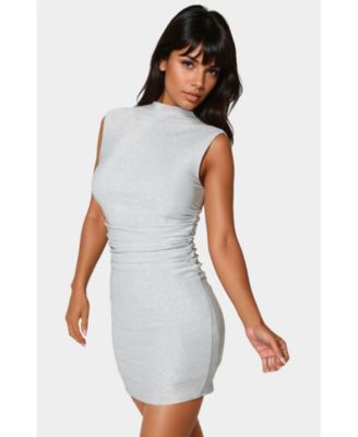 Women's Milan Metallic Drape Neck Shirred Dress