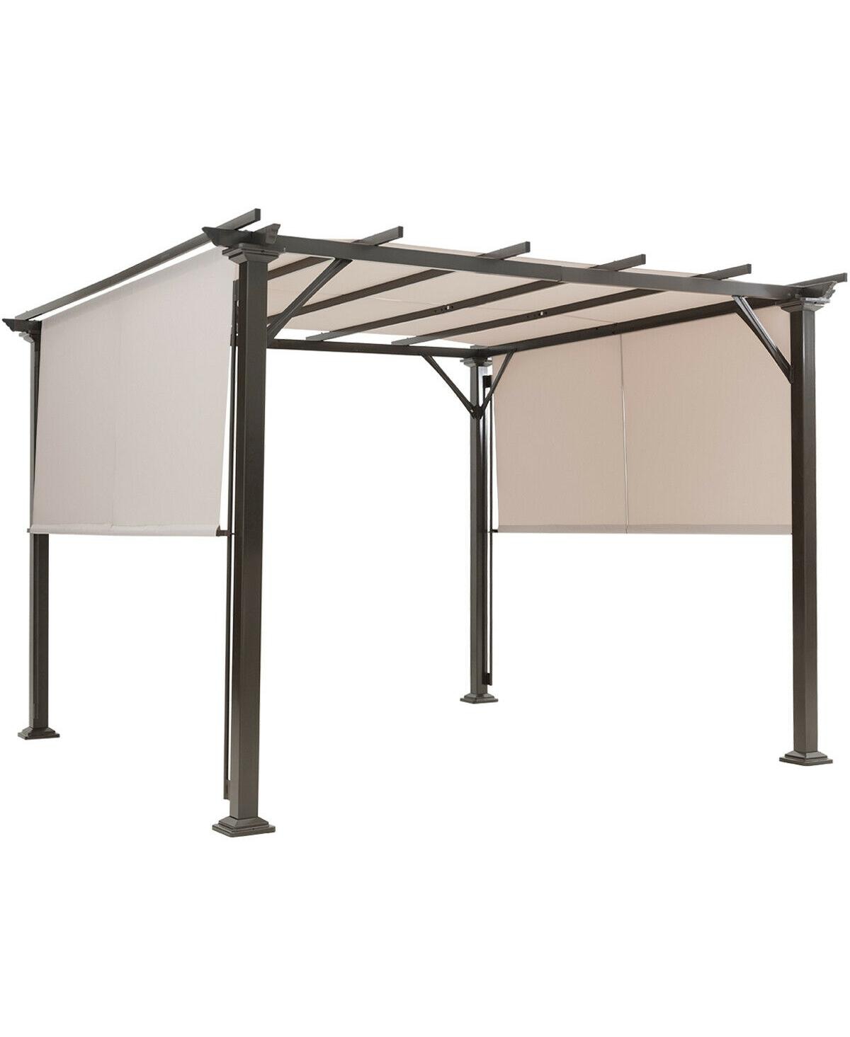 10' x 10' Metal Frame Patio Furniture Shelter - Open beige
