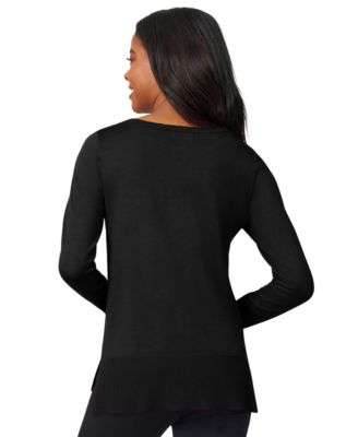 Women's Button-Cuff Lightweight Tunic Sweater