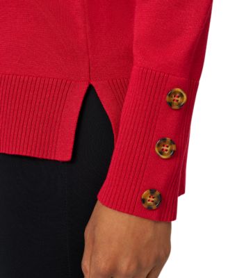 Women's Button-Cuff Lightweight Tunic Sweater