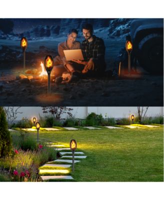 12-Pack Waterproof Flame Solar Torch Light