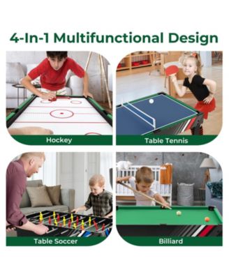 4-in-1 Multi Game Table with Pool Billiards