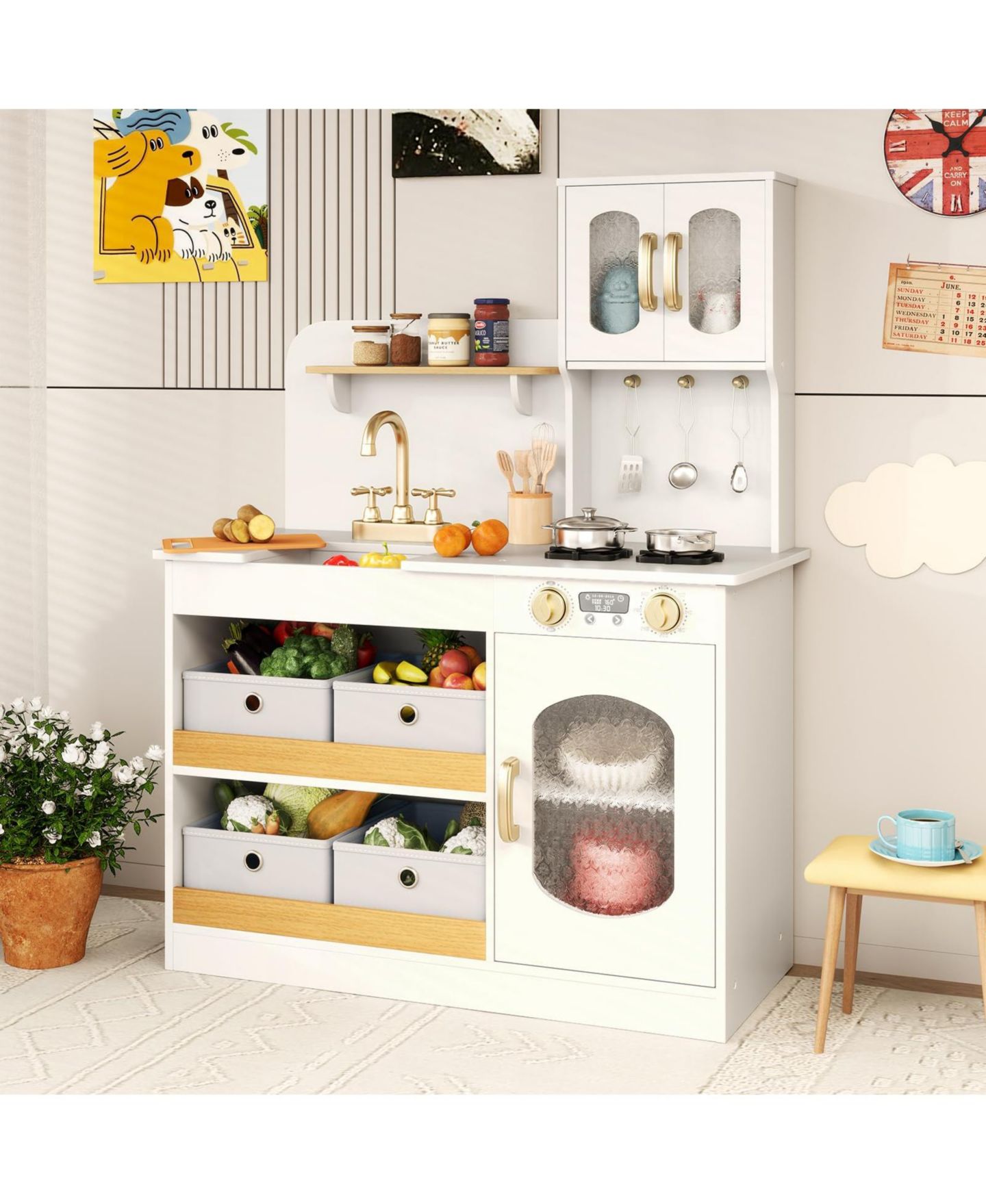 Детский игровой набор Mecale Wooden Cooking Kitchen Playset, Ages 3+, цвет: Белый — фото 2