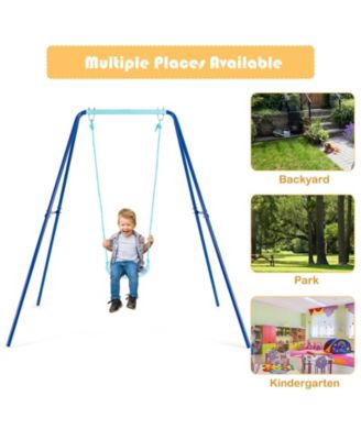 Outdoor Heavy Duty Metal Toddler Swing Set with Stand