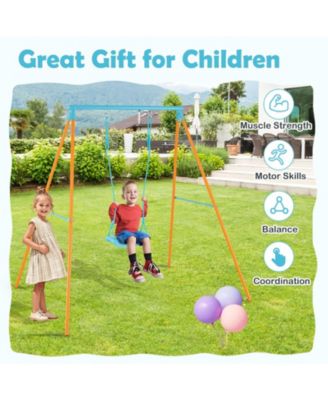 Outdoor Heavy Duty Metal Toddler Swing Set with Stand