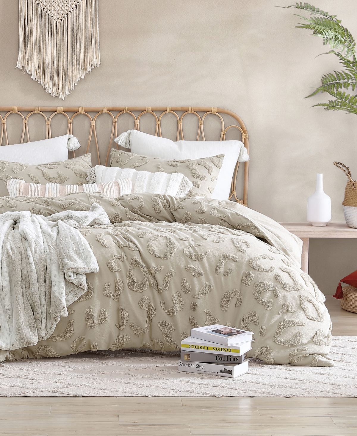 Peri Home Chenille Leopard 3-pc. Duvet Cover Set, Full/queen In Gray
