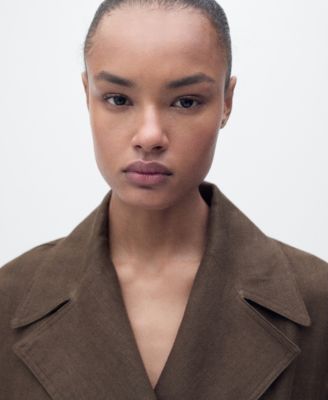 Women's Double Breasted Linen Trench Coat