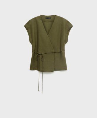 Women's Linen-Blend Wrap Top