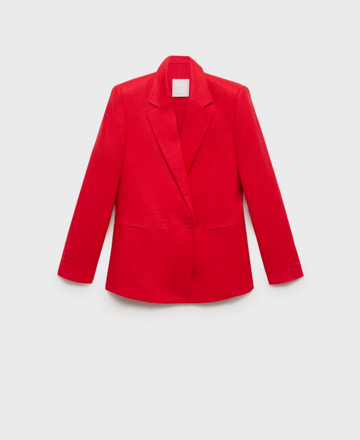 Women's Double-Breasted Linen Suit Jacket - Red
