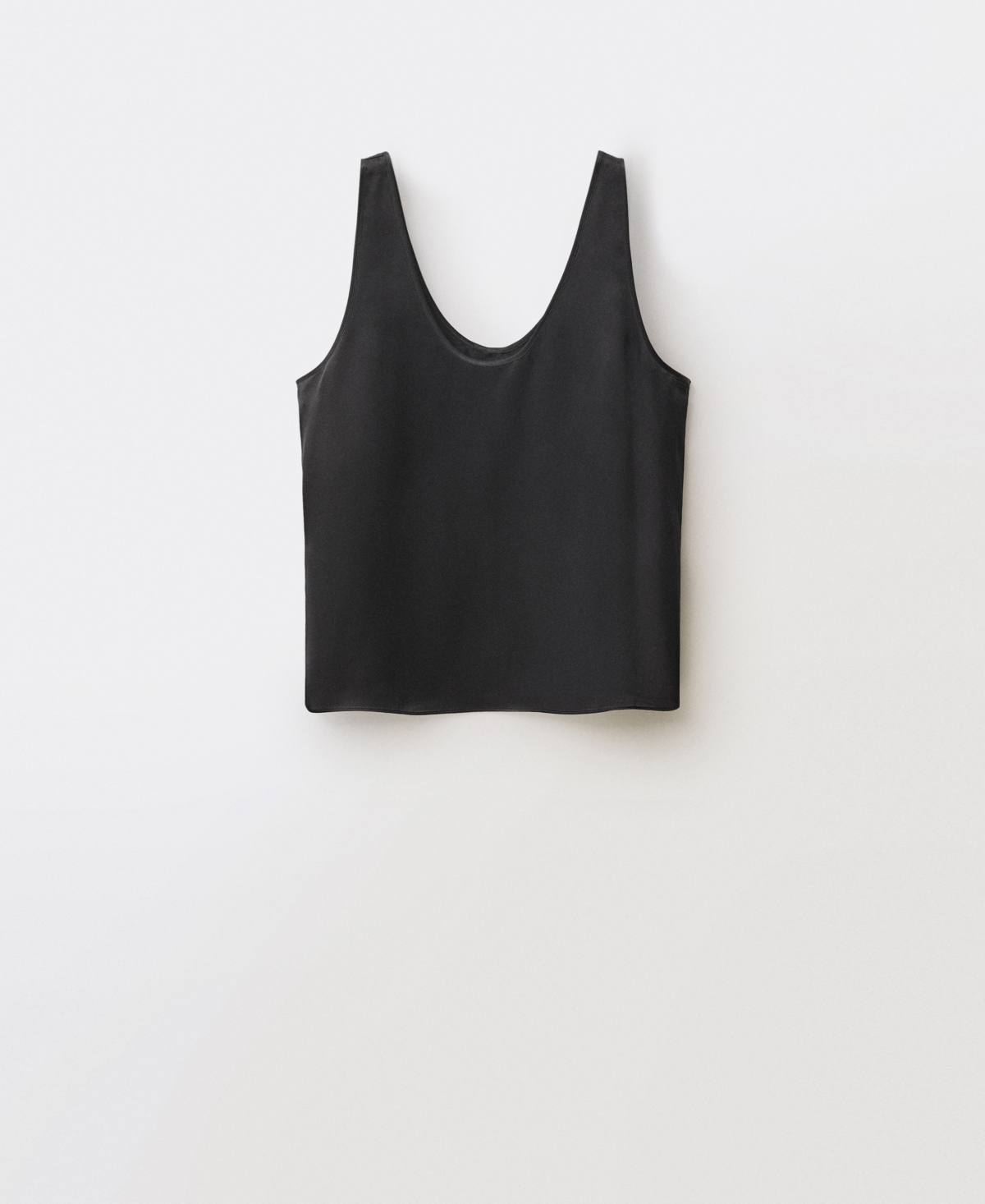 Women's Wide Straps Silk Top - Black