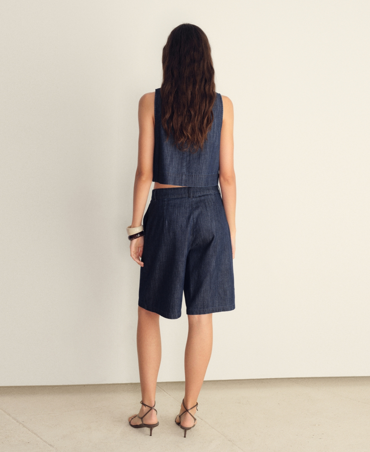 Mango Women's Rinse-wash Denim Crop Top In Black